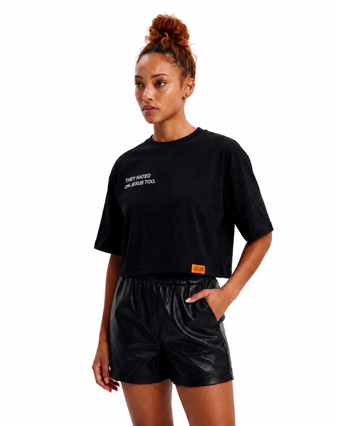 THJT LADIES OVERSIZED CROP TEE (BLACK)